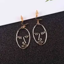 Новое поступление, Золотые сережки на клипсах с вырезами для лица, не прокалываются для девочек, женские серьги с защитой окружающей среды