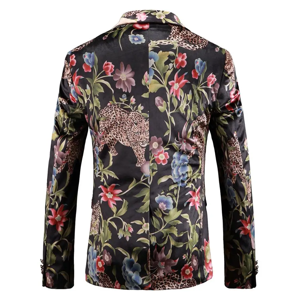 PAULKONTE 2019 New Flower Print Jacket For Men Suit Top Fashion High Quality Nightclub Wedding Mostly Male Blazer Man'S Jacket