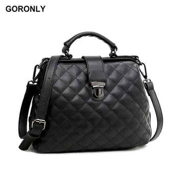 

GORONLY Brand Vintage Leather Shoulder Doctor Bags Fashion Women Handbags Designer High Quality Purses Ladies Crossbody Bag