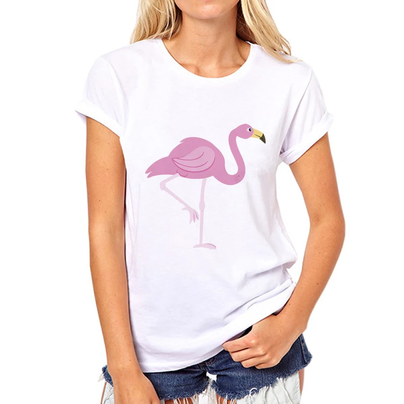 2020 Fashion Brand New Spring Flamingo TShirt Women Top All-Match Slim Casual can be customized according to the pictures 35W-6# | Женская