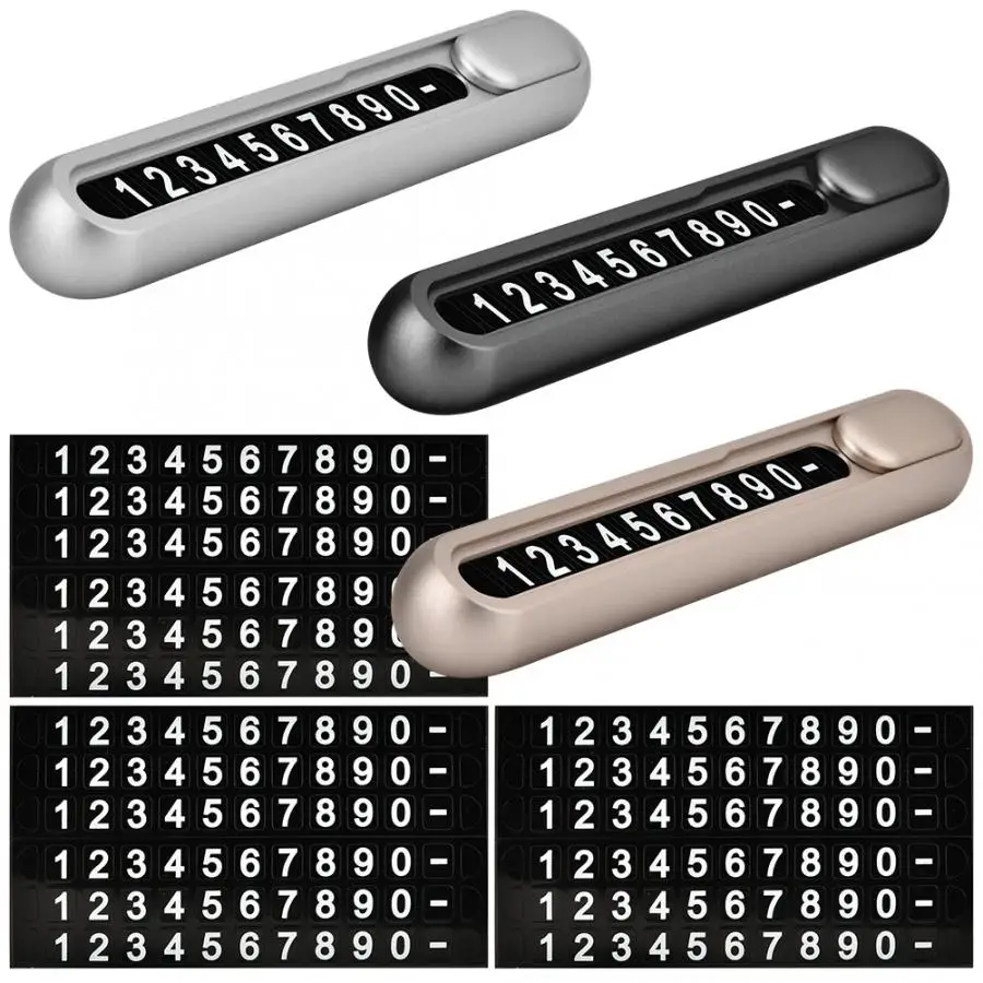

Luminous Car Parking Phone Number Plate Card Sliding Auto Mobile Temporary Stop Sign Silver Gray Gold