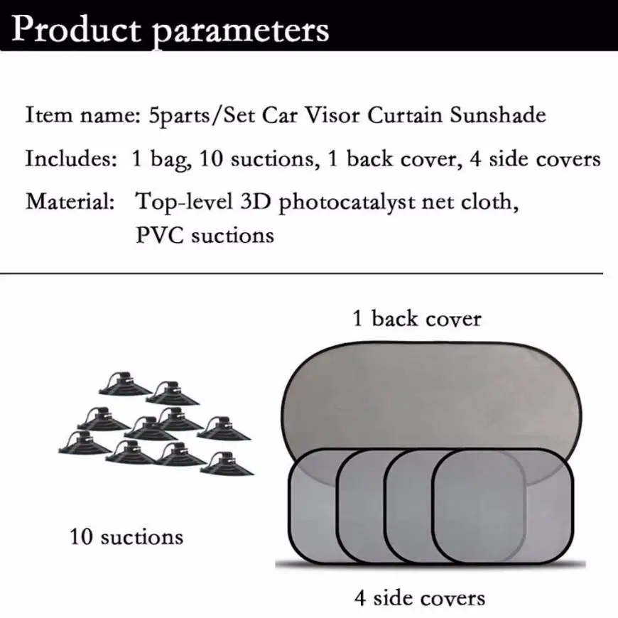 Автомобильные Навесы окна автомобиля на присоске Солнцезащитный козырек Тень Шторы сетки Зонт Обложки 5 шт./компл. автомобиль козырек от