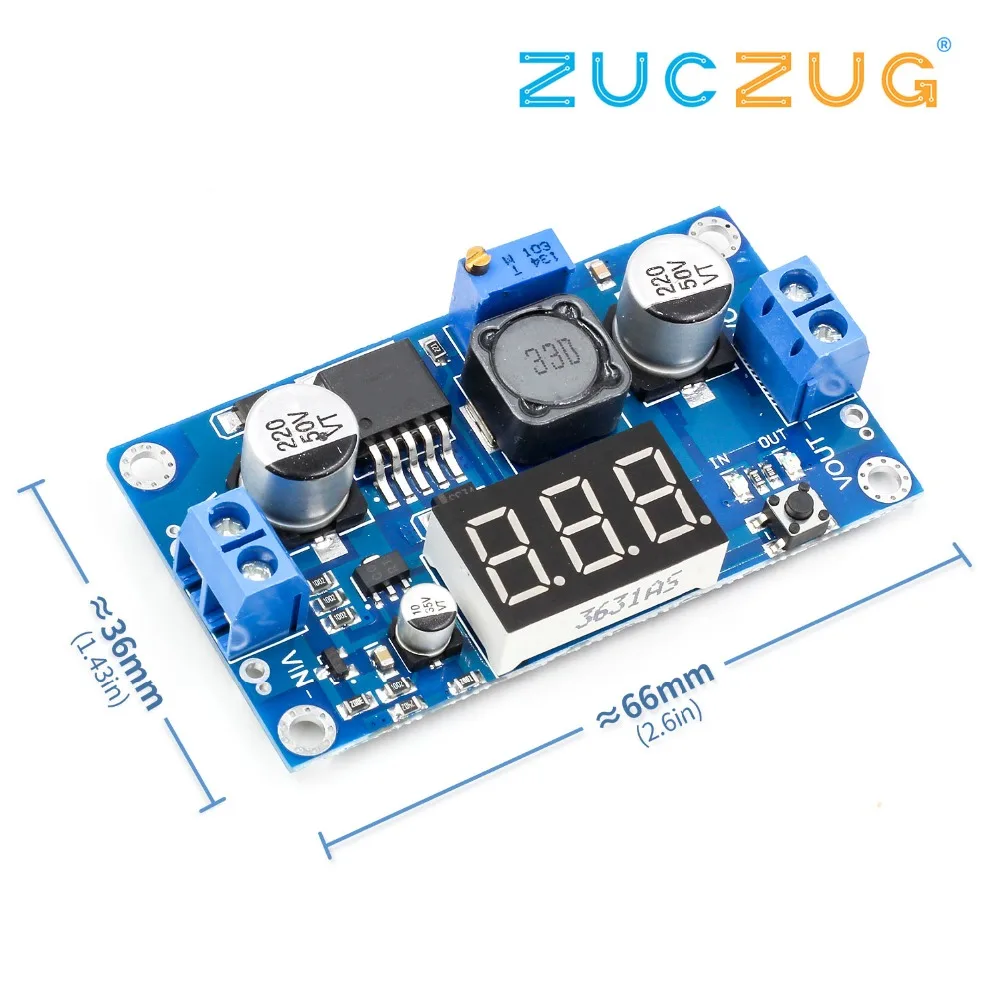 

LM2596 Adjustable Voltage Regulated Power Supply Converter DC-DC Step Down Module 12v to 5v, 24v to 12v Buck Voltmeter