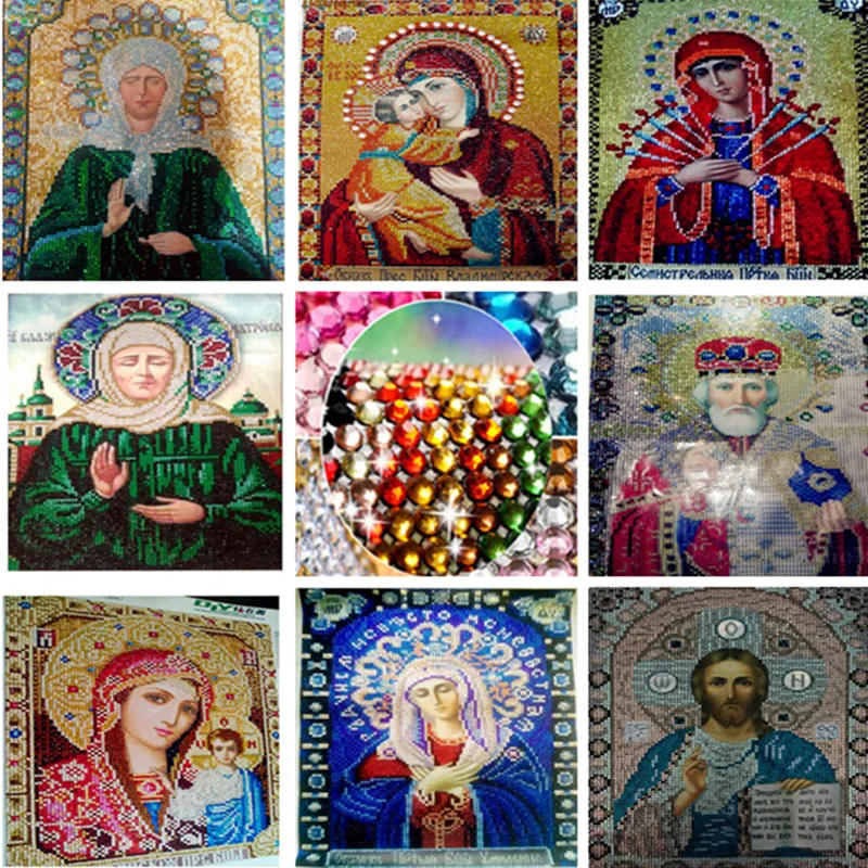

NEW 30*40CM DIY 5D Diamond Embroidery Religion Icons Crystal Round beads Diamond Painting Gift Religious Portrait Cross Stitch