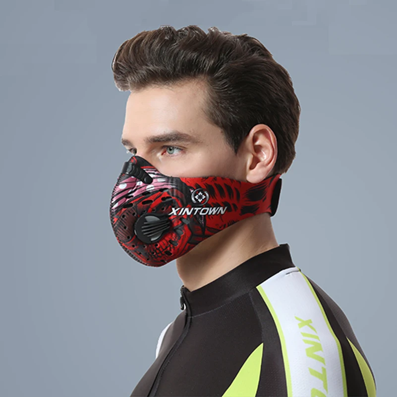 Взрослые пылезащитные ветрозащитные маски с активированным углем для занятий спортом на велосипеде, тренировок, бега, фитнеса, Регулируемая Маска на половину лица, Спортивная тренировочная маска