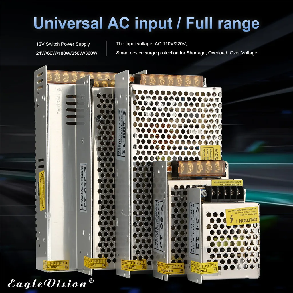 YATERKU AC 110 V-220 V DC/DC 12 V 180 W Переключатель Питание Драйвер адаптер Светодиодные ленты света Питание регулировать выходную мощность в#619g35