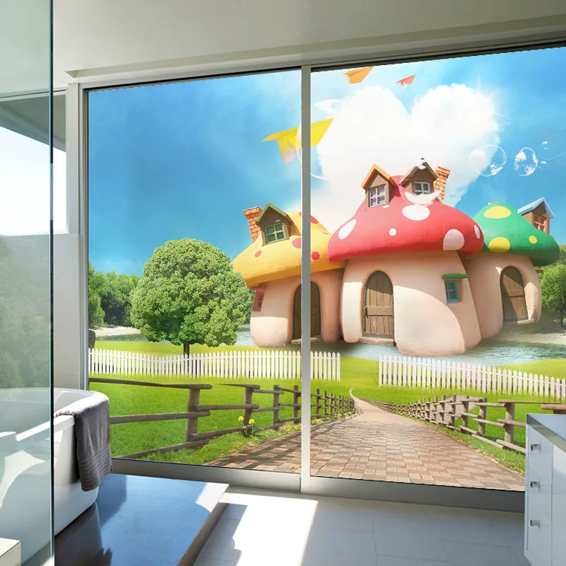

Custom kitchen sliding door film Blackout window stickers Wardrobe sliding door stickers background wall stickers glass cartoon