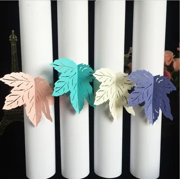 

50pcs Laser Cut Maple Leaves Paper Napkin Rings for Wedding Birthday Party decoration Wedding Favors 24 Colors for your chose