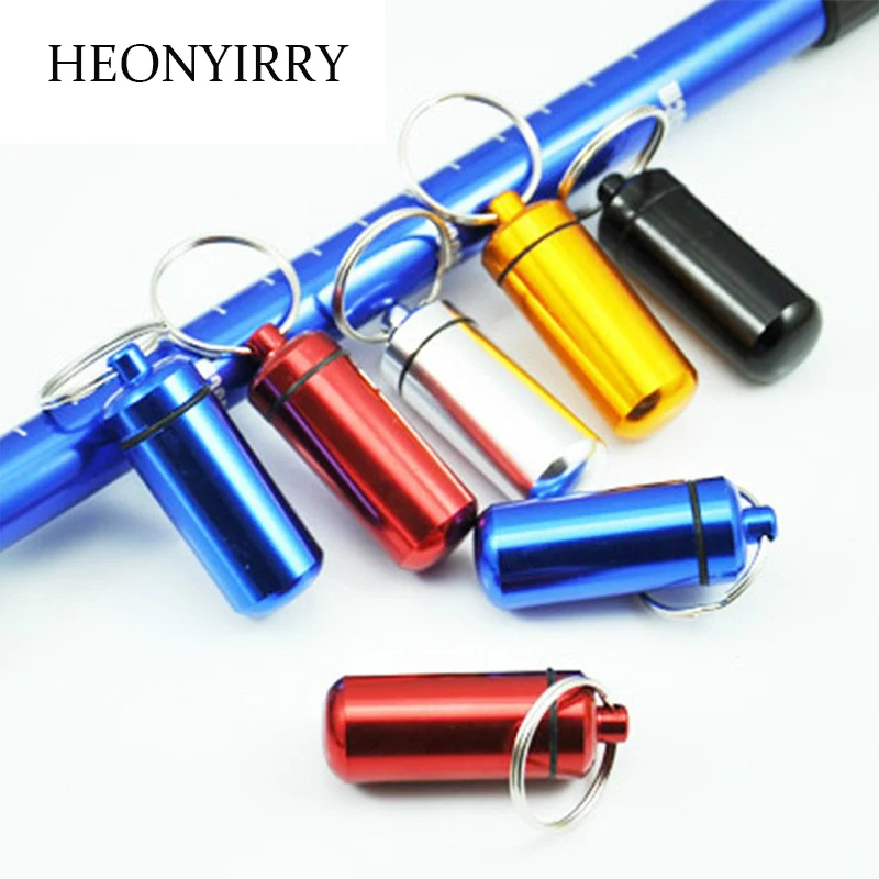 

New High Quality Portable WaterProof Mini Blue Aluminum Keychain Tablet Storage Box Bottle Case Holder