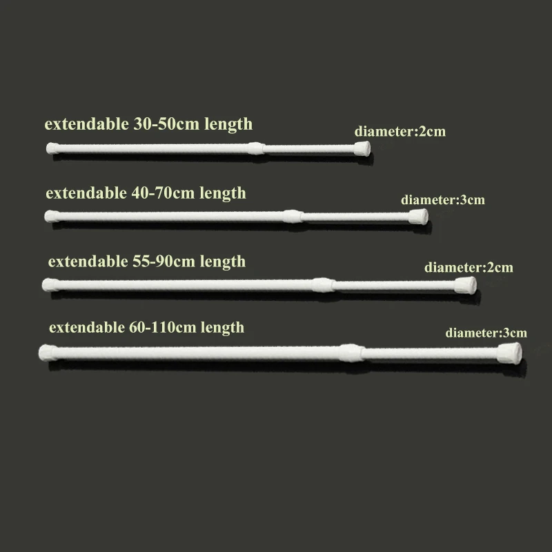 

1 Pcs Adjustable Bathroom Shower Curtain Rods Spring Telescopic Net Voile Tension Curtain Curtain Rail Loaded Shower Pole Rod
