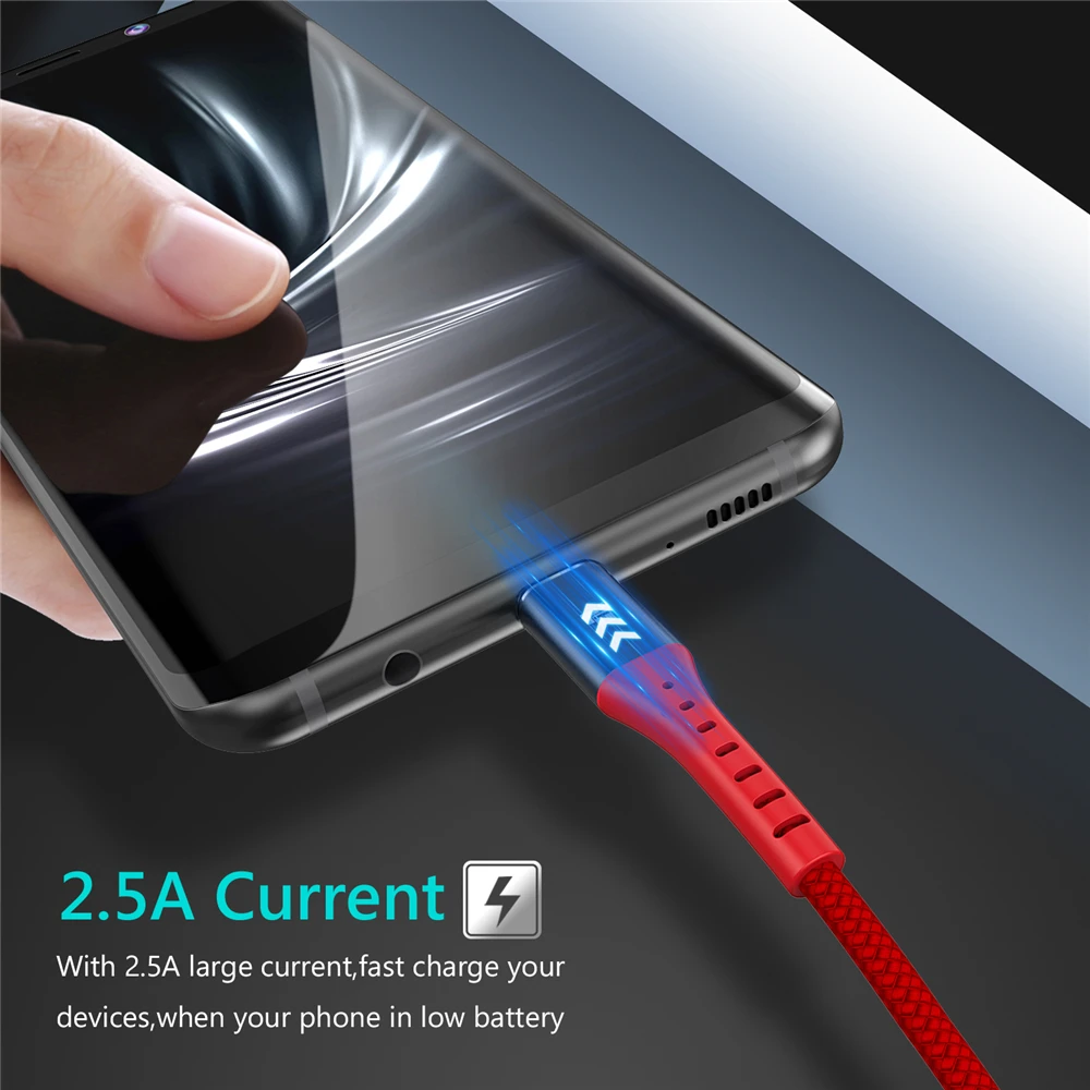 5V2A المصغّر usb كابل ، tiegem سريع شحن شاحن USB للهاتف المحمول كابل 1 M 2 M 3 M كبل مزامنة بيانات لسامسونج HTC LG الروبوت