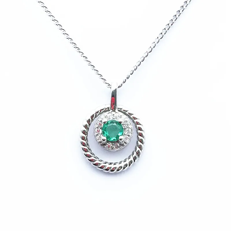 

Emerald Pendant 925 Sterling Silver Vintage Pendant Necklace For Women Gift Fine Jewelry