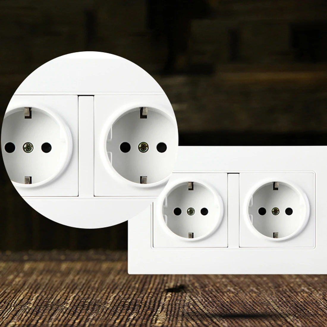 Buy Double Power Socket Wall Mounted Sockets EU Standard Wall Outlet PC Panel