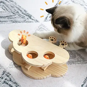 

Cat Teasing Toy Solid Wooden Puzzle Interactive Cat Toy Cloud Shape Hamster Doll Funny Kitten Wooden Box Cat Toy Supplies New