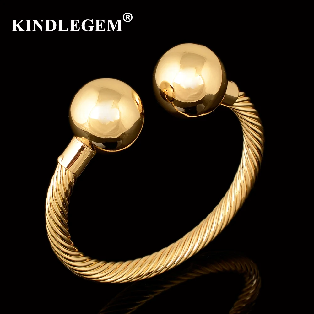 

Kindlegem Luxury Huge Gold Ball Bangle Fashion Dubai African Cuff Bracelet For Women Wedding Party Daily Unique Jewelry Bijoux