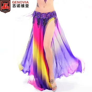 

2019 Belly Dance Costume Skirt 2 Layers with Slits Skirt Dress 6 Colors New 2019
