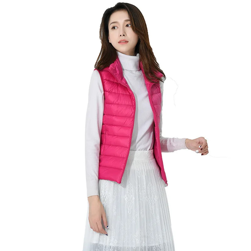 

JINGDI Women's Winter Jackets New Plus Size Ladies Short Ultra-thin Down Jackets Women's Vest Down Vest Women's Down Jackets