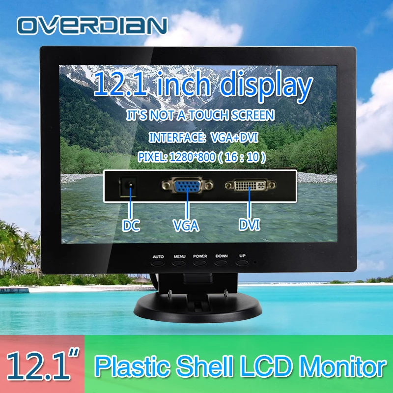 

12"VGA/DVI Connector Desktop Monitor 1280*800 Song Machine Cash Register Lcd Non-Touch IPS ScreenPlastic Shell Monitor