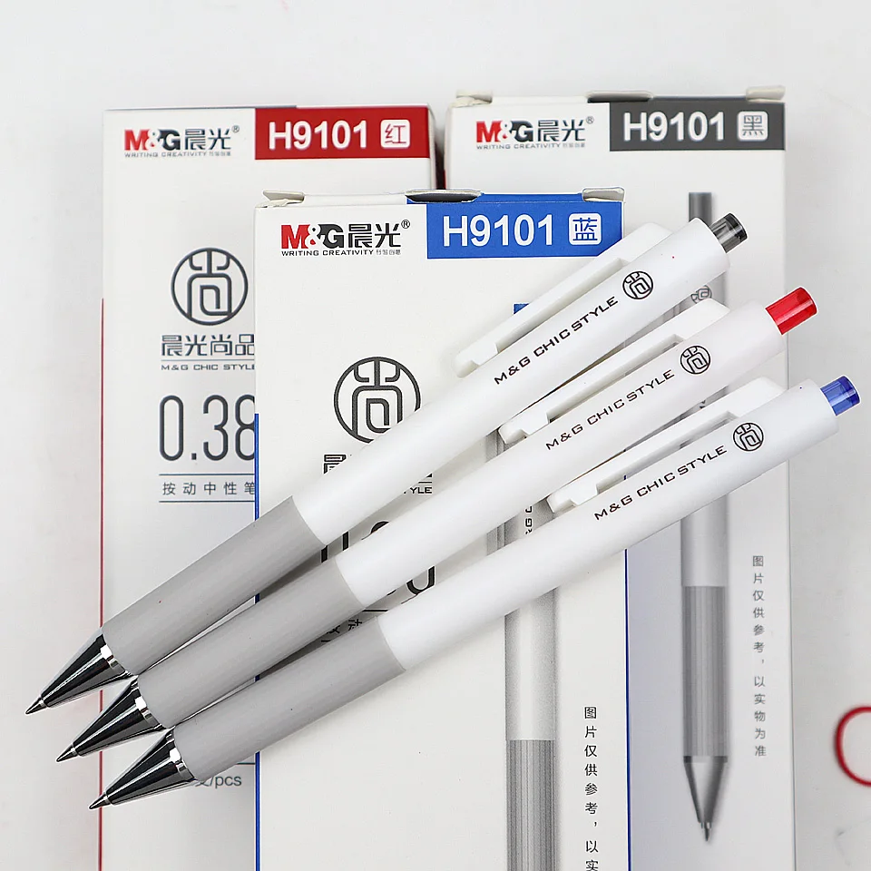 Гелевая ручка M& G 12 шт. 0. 38 мм, канцелярские принадлежности, гелевые ручки для студентов, черная, красная, синяя гелевая ручка