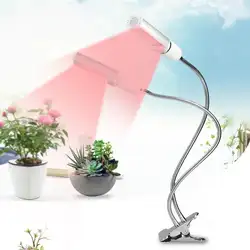 USB Светодиодная лампа для выращивания растений 45 Вт с регулируемой яркостью, с двумя головками, с зажимом, лампа для выращивания растений с