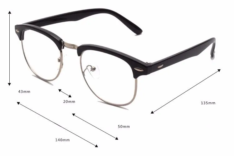 Ретро Брендовые мужские полуоправы модные очки с прозрачными линзами мужские Солнцезащитные очки женские оптические компьютерные очки оправы