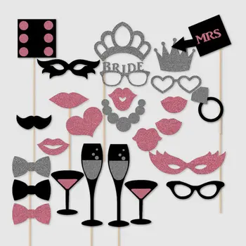 

Vegas Theme glitter MRS photo Booth Props Kit Set Wedding bridal shower Bachelorette birthday Hen Party masks photobooth props