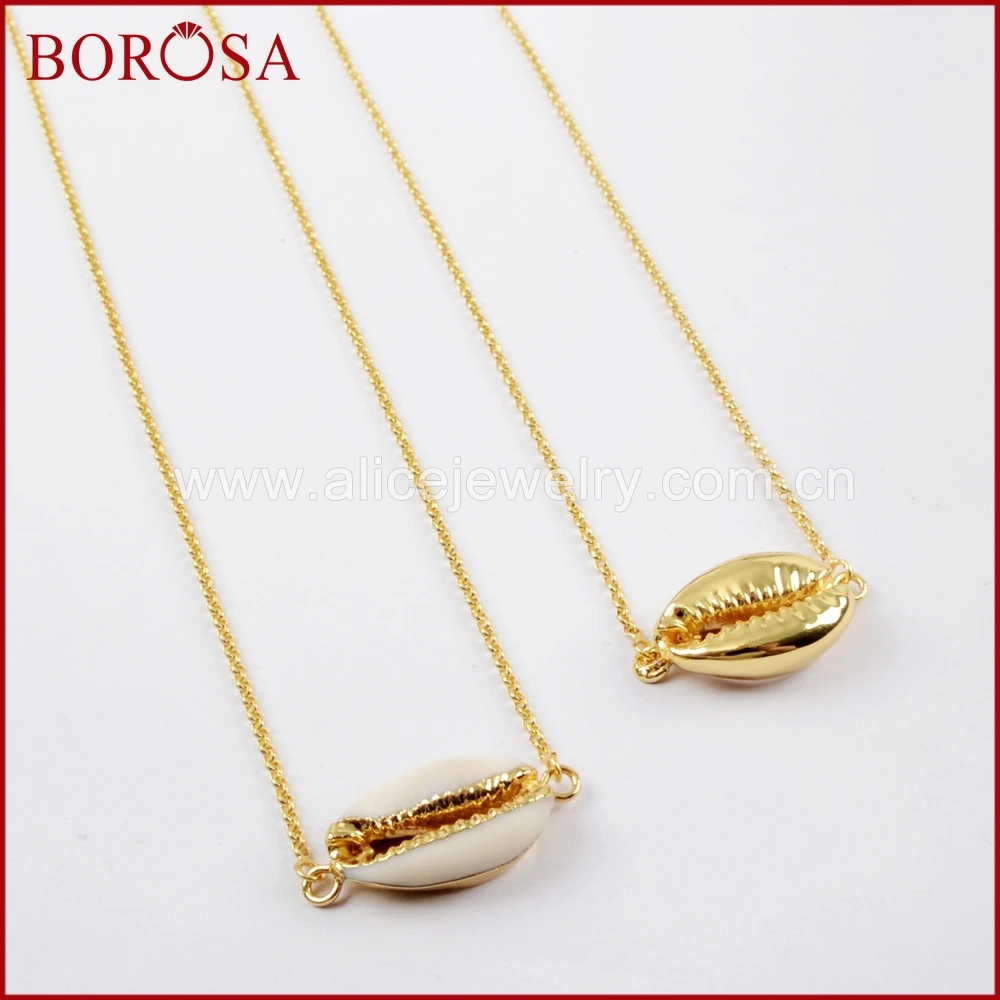 BOROSA Jewelry 25&quot New Style Gold Color Natural Cowrie Shell Adjustable Connector Necklace for Women Fashion Gifts G1622 | Украшения и
