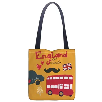 

Lodon England Tote Bag Foldable Shopping Bag Reusable Eco Large Unisex Canvas Fabric Shoulder Bag Tote Grocery Cloth Pouch