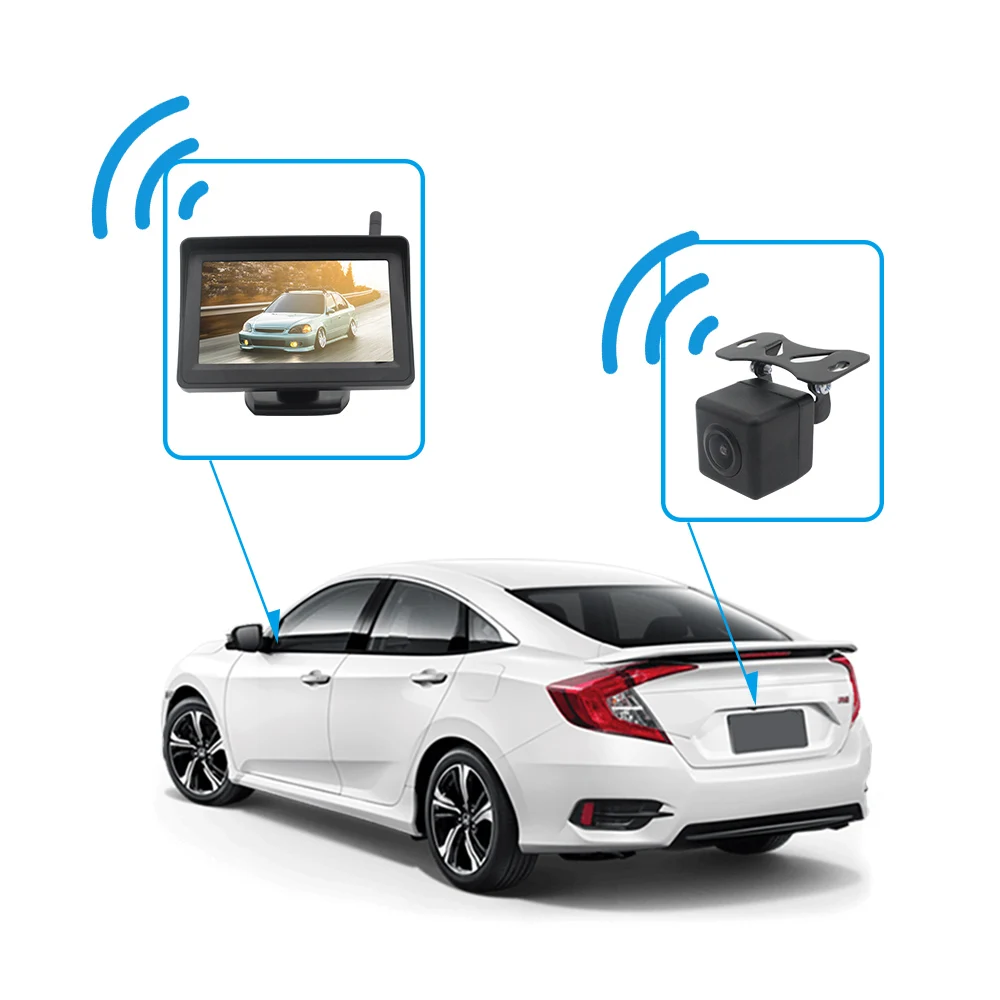 ANLUD заднего вида автомобиля монитор 4,3 дюйма TFT автопарк безопасности транспортного средства Системы 120 градусов IP67 Бес