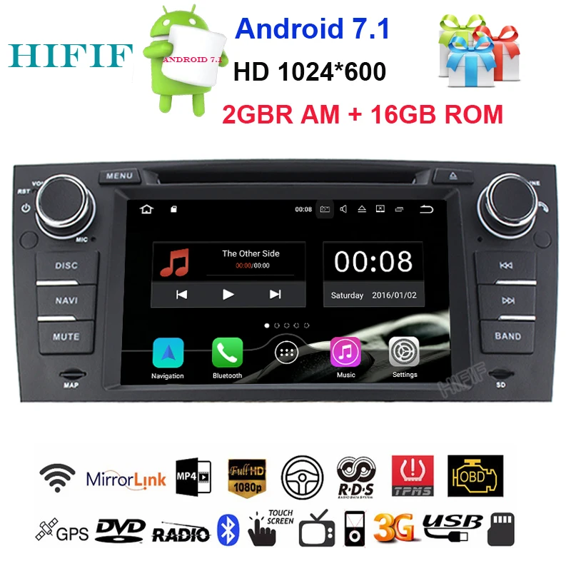 Discount HIFIF Quad Core Touch Screen Car Stereo for BMW E90 Android 7.1 DVD E91 Wifi 3G GPS Bluetooth Radio SD Canbus Free Camera+DVR 0