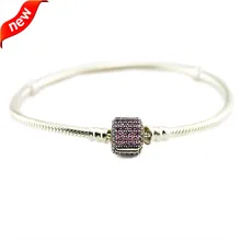 Необычные розовые браслеты с застежкой 925 Аутентичное Стерлинговое Серебро модные ювелирные изделия