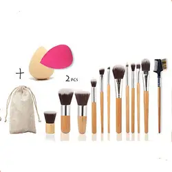 11 бамбуковая ручка Профессиональная Кисть для макияжа расческа для бровей слоеная смесь косметический инструмент для макияжа комбинация