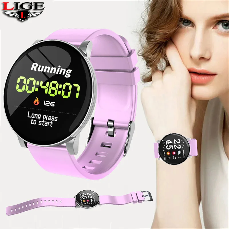 

LIGE women Smart Bracelet Sport Watch IP67 Waterproof Fitness Tracker Heart rate Monitor LED Pedometer Wristband For Android ios