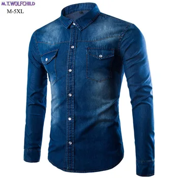 

Free shipping Menslong sleeve denim shirts casual mens cotton shirts fashion mens clothing autumn denim shirts spring tops