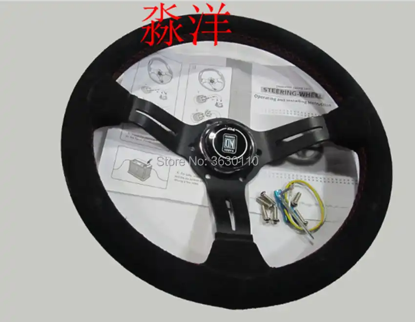 Racing Drift gamuza de piel Cadena Negro Rueda Armadura 320//12.5Inch aluminio Steeing Rueda Volante Desplazado Color : A Suede leather YL