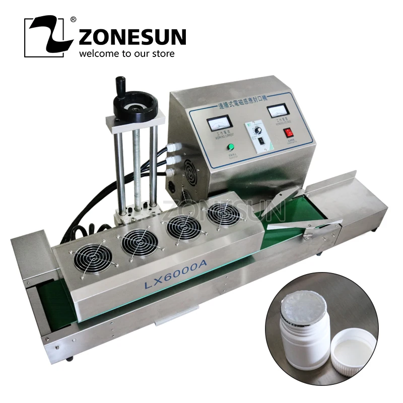 ZONESUN запайки DL-1800 электромагнитной непрерывной индукции машина для запечатывания алюминиевой фольгой индукции автоматический герметик