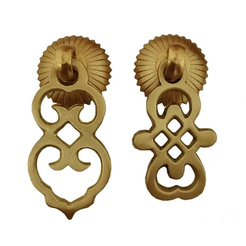 

10pcs/lot Brass Cabinet Drop Handle Cupboard Door Ring Furniture Drawer Door Pull Chinese Retro Brass Accessory