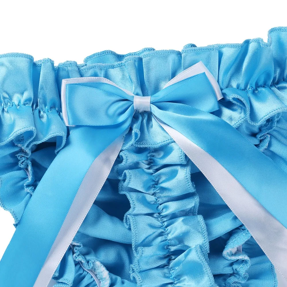 IEFiEL сексуальный Мужское нижнее белье кружевные оборки Атлас Ruffled High Cut Сисси Панталоны трусы нижнее белье трусы с подвязки для чулок