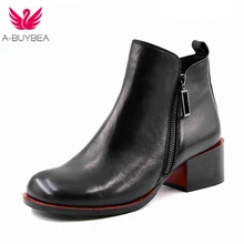 2018 New Women's Shoes Women High Heels Ankle Boots Genuine Leather Shoes Warm Short Plush Inside Autumn Fashion black boots цена 2018 New Women's Shoes Women High Heels Ankle Boots Genuine Leather Shoes Warm Short Plush Inside Autumn Fashion black boots цены онлайн