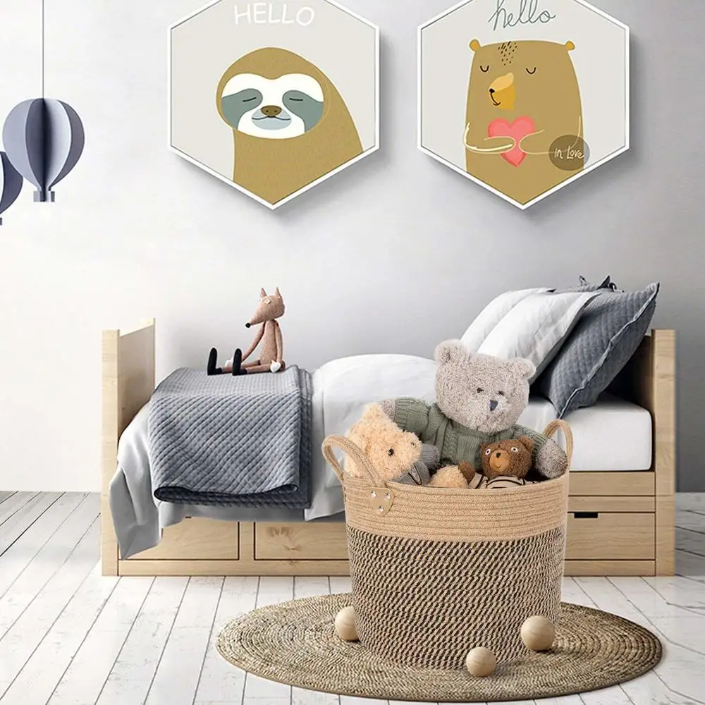 كبير سلة المنسوجة تخزين سلة مع مقابض الطبيعي الجوت الغسيل سلة لعبة المناشف بطانية سلة ديكور المنزل هدية