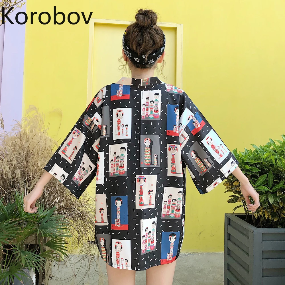 Korobov летняя уличная одежда больших размеров женские блузки Harajuku винтажный принт