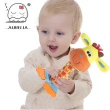 25cm Colourful Animals Infant Baby Rattles Soft Plush Toys Kids Car Handing Mobiles BB Sounder Ringbell Teether Pelucia