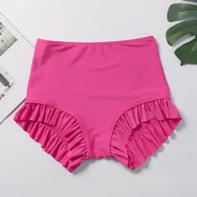 Женские Трусики-бикини с оборками, женские купальники, однотонные купальные костюмы для женщин, Шорты для плавания, бразильские бикини