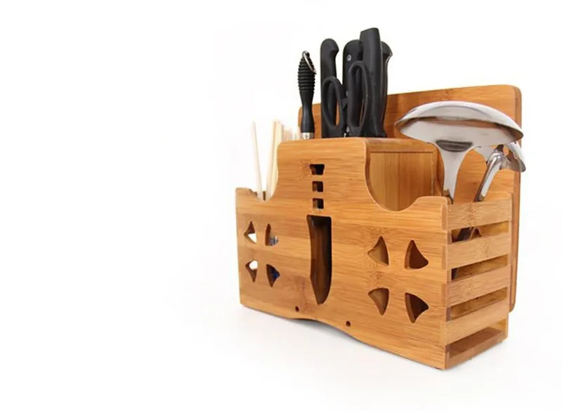 Многофункциональный бамбуковый нож стойка Разделочные Блоки вилка кухонный блок для ножей подставка из дерева Держатель ножей Креативные кухонные аксессуары
