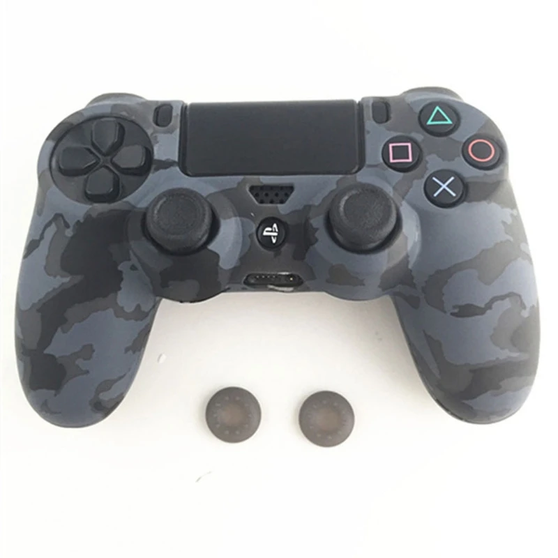 

Camouflage Soft Silicone Cover 2 Joystick Caps For Playstation 4 PS4 Controller