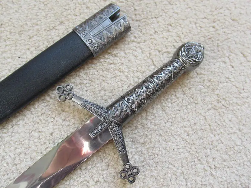 S0061 античный серебряный средневековый шотландский меч-Клеймор нож с оболочкой 15,8"