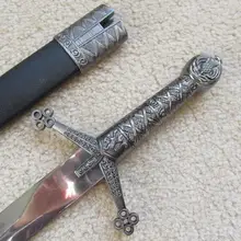 S0061 античный серебряный средневековый шотландский меч-Клеймор нож с оболочкой 15,8"