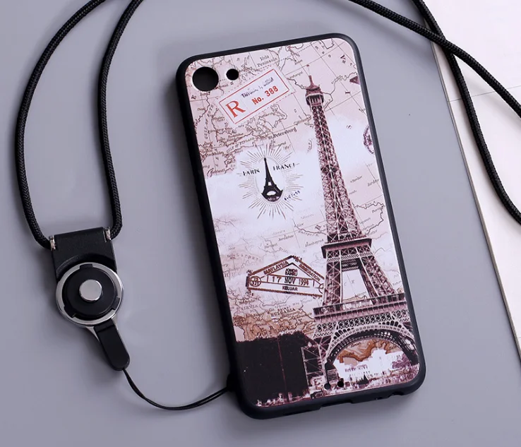 Cute Cartoon Matte Painting Soft Case For Meizu U10 / U20 M3 MAX Meilan X M3X Silicone Cover Black + Lanyard |