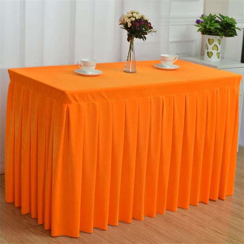100% Polyester One Piece Pleated Flannel Hotel Table Skirt With Table Cloth Cover Wedding Party Banquet Decor