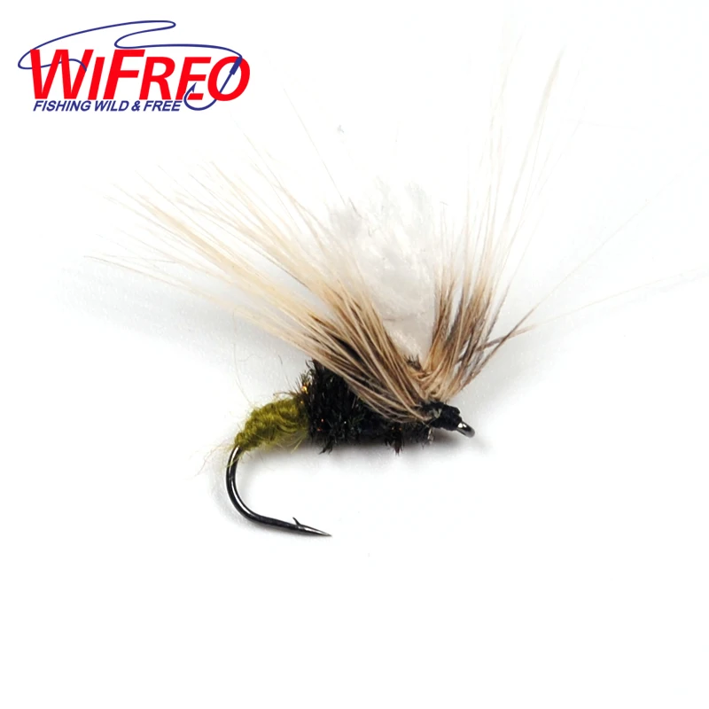 Image [6 PCS] #12 Grey Emerger Dry Fly Caddis Trout Fishing Flies